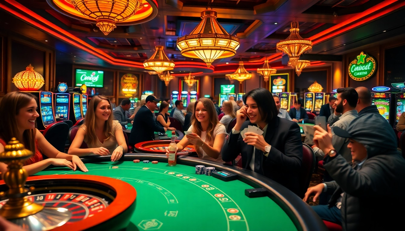 Experience the thrill of live gaming at casinos featuring https://mm88.nl/ with players enjoying poker and vibrant slot machines.